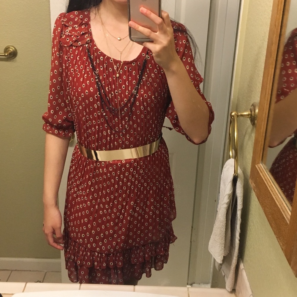 Retro dotted chiffon dress